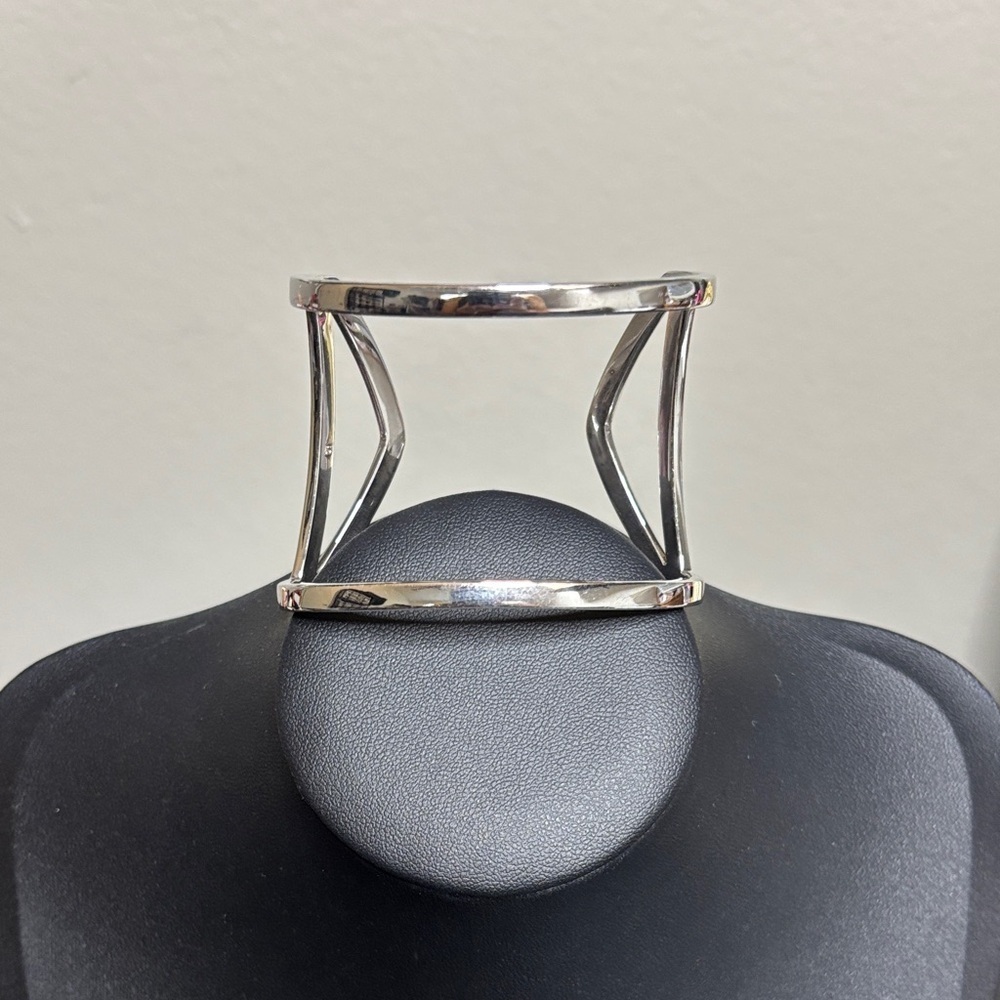 Jessica Simpson Silver Tone Geometric Cuff Bracelet